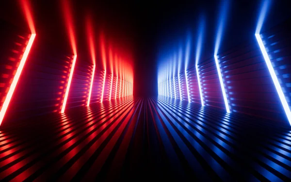 Świecące Neony Tunel Renderowanie Rysunek Cyfrowy — Zdjęcie stockowe
