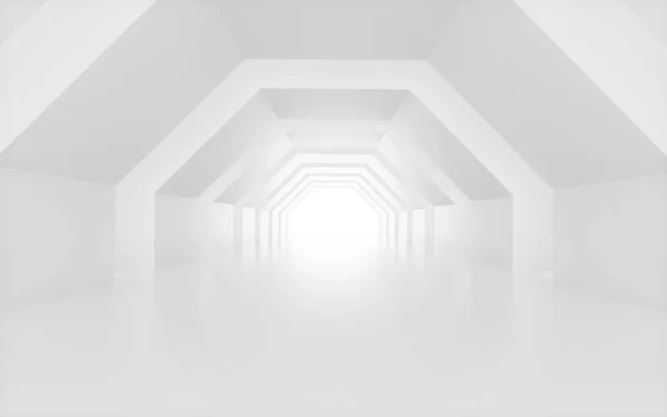 Tunnel Géométrique Blanc Rendu Dessin Numérique — Photo