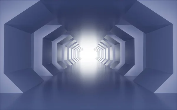 Túnel Geométrico Branco Renderização Desenho Digital — Fotografia de Stock