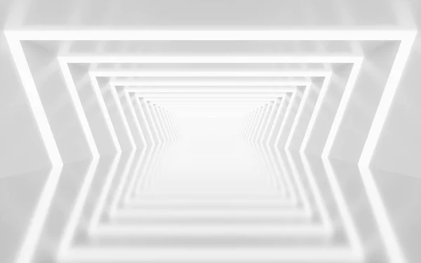 Vit Geometrisk Tunnel Återgivning Digital Ritning — Stockfoto