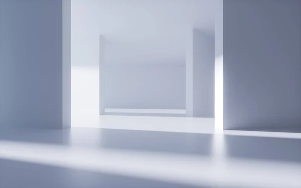 Белая Абстрактная Геометрическая Архитектура Сцена Внутренней Геометрии Рендеринг Цифровой Рисунок — стоковое фото