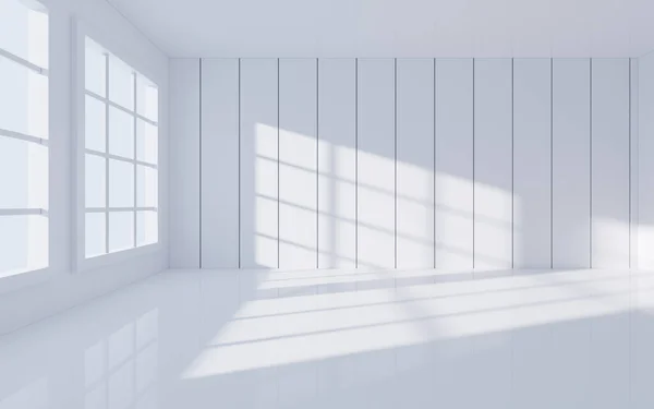 stock image White empty room with light and shadow, Interior geometry scene, 3d rendering. Digital drawing.