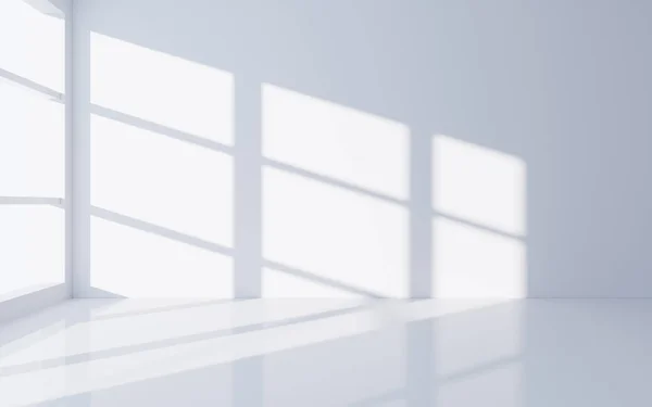 White Empty Room Light Shadow Interior Geometry Scene Rendering Digital — Stock Photo, Image