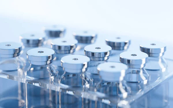 Vaccines Ampoules Lab Rendering 타임스 디지털 — 스톡 사진
