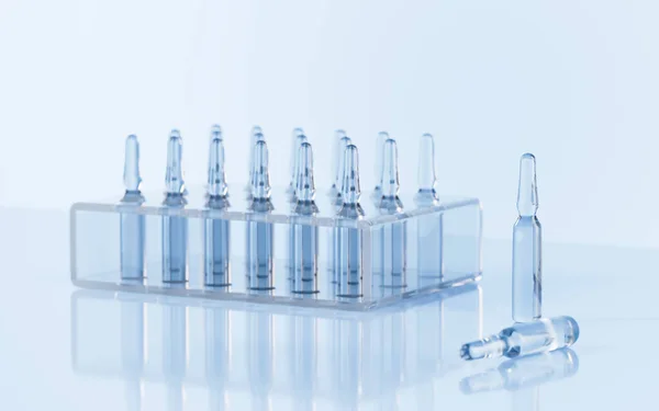 Stock image Ampoules in the lab, concept of medicine, 3d rendering.Digital drawing.