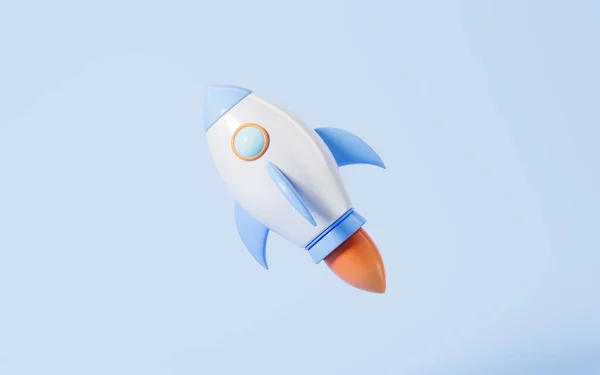 Mavi Arka Planda Roket Fırlatma Sahnesi Görüntüleme Dijital Çizim — Stok fotoğraf