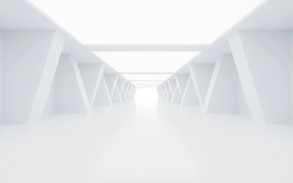 Bílý Abstraktní Futuristický Tunel — Stock fotografie