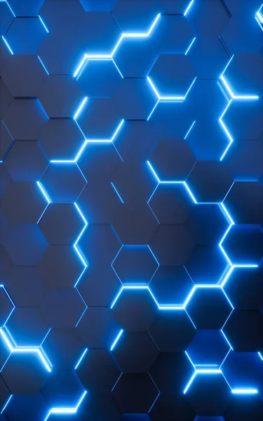 Padrão Fundo Hexagonal Azul Renderização Desenho Digital — Fotografia de Stock