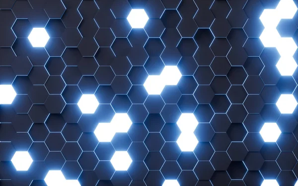 Modèle Fond Hexagonal Bleu Rendu Dessin Numérique — Photo