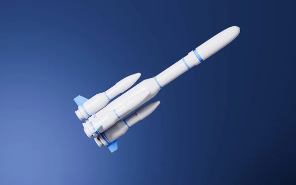Egy Rakéta Kék Háttérben Renderelés Digitális Rajz — Stock Fotó