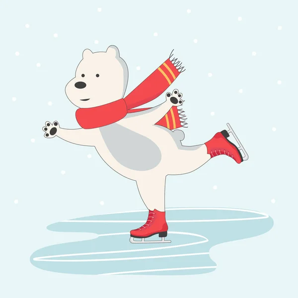 Urso Polar Engraçado Fazendo Patinação Gelo —  Vetores de Stock