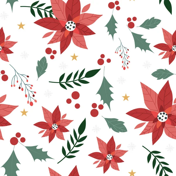 Noel Poinsettia Çiçek dikişsiz desen