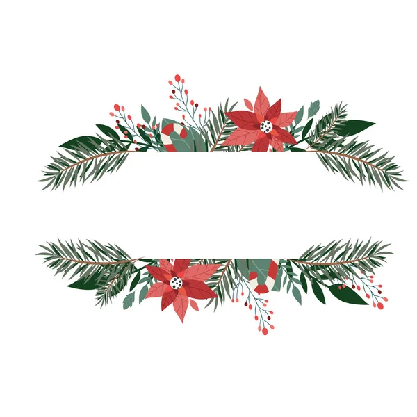 Linda Bandera Navidad Vector Con Ramas Abeto Lugar Para Texto Ilustración de stock