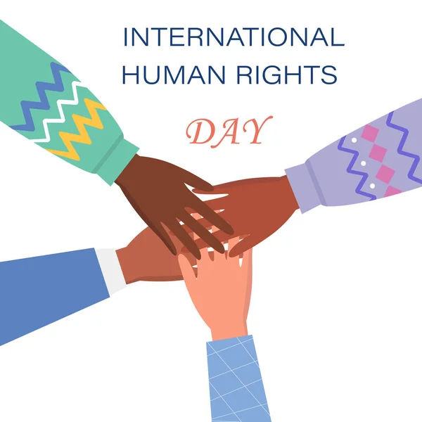 Grupo Internacional Personas Mantiene Unido Día Internacional Los Derechos Humanos Vectores de stock libres de derechos