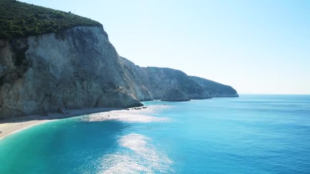 Uma Vista Geral Porto Katsiki Ilha Lefkada Grécia Mostrando Belo — Vídeo de Stock