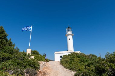 Lefkada adası. Yunanistan... 10.21.2022. Adanın burnundaki deniz feneri..