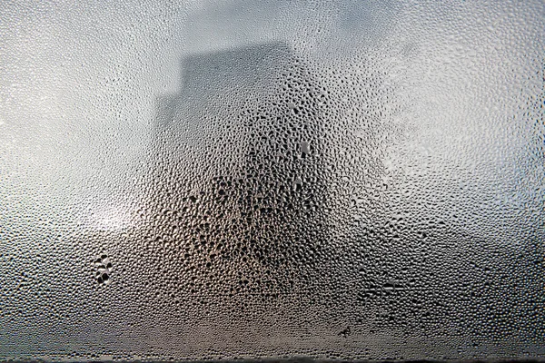 Yoğunlaşma Penceredeki Damlacıkları Kış Nem Doku Arka Planı — Stok fotoğraf