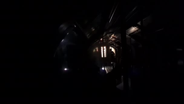 London 2022 London Underground Train Carriage Failed Lighting Speeding Dark — Stock Video
