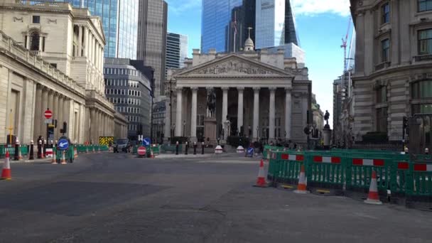 London 2023 City London Street View Showing Royal Exchange Bank — Vídeo de Stock
