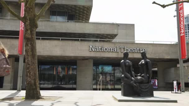 Londra 2023 Southbank Teki Ulusal Tiyatro Nun Cephesinin Bir Zaman — Stok video