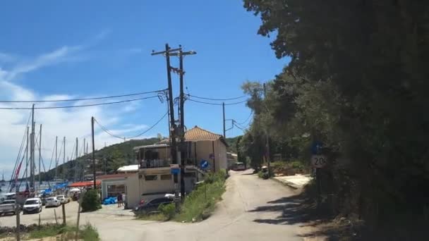 Lefkada Adası Yunanistan 2023 Sivota Köyü Nün Tatil Beldesine Bir — Stok video