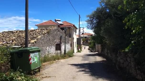 Île Lefkada Grèce 2023 Une Vue Rue Pied Village Grec — Video