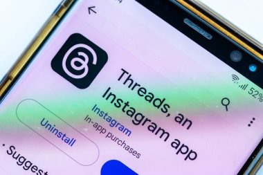 Londra mı? Birleşik Krallık-07.07.2023. Google Play Store 'da görüldüğü gibi yeni Meta sosyal mesaj uygulaması başlıkları.