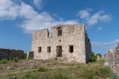 Vonitsa Venedik Kalesi 'nin tepesindeki tahkimat. Vonitsa. Yunanistan.