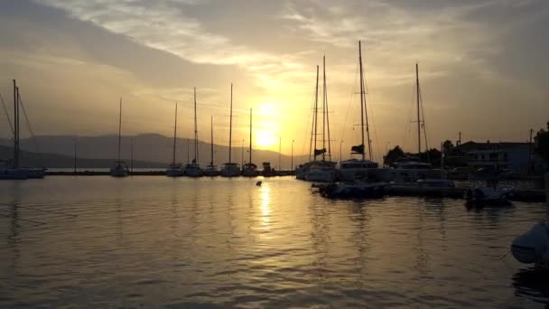 Sunrise Nikiana Harbour Lefkada Island Greece — Stock Video