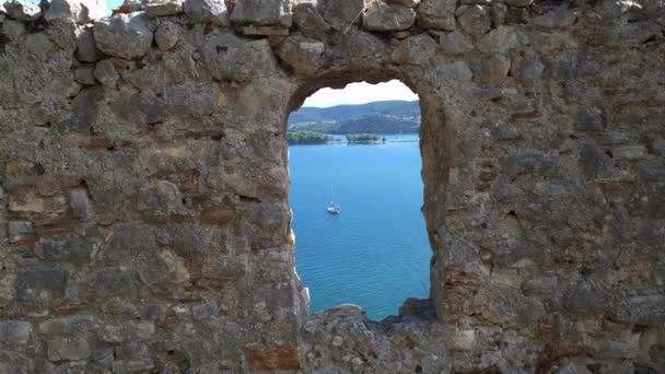 ヴェネツィア城の戦いからの海の景色 ギリシャ — ストック動画