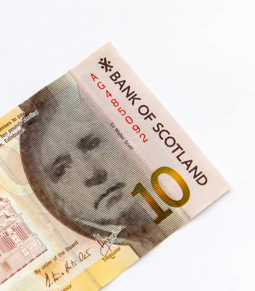 Eine Schottische Zehn Pfund Banknote Weiß lizenzfreie Stockbilder