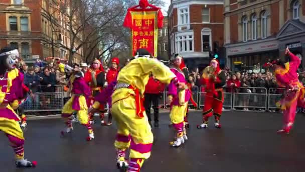 Лондон 2024 Танцевальная Площадка Исполняющая Китайский Народный Танец Китайском Новогоднем — стоковое видео