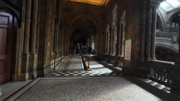 London 2024 Pov Clip Walking First Floor Passageway Hintze Hall — Stock Video