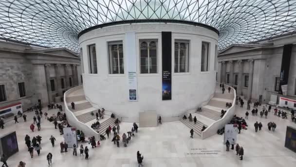 Londyn Zjednoczone Królestwo 2024 Wysoki Kąt Widzenia Wielkiej Sali Muzeum — Wideo stockowe