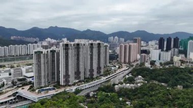 Hong Kong. Çin - 02.23.2025. Fo Tan 'ın havadan görünüşü, Yeni Bölgelerin Sha Tin bölgesinde orjinal Fo Tan köyünü içeriyor..