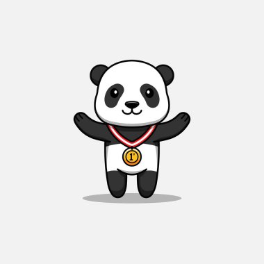 Cute panda wins a contest clipart