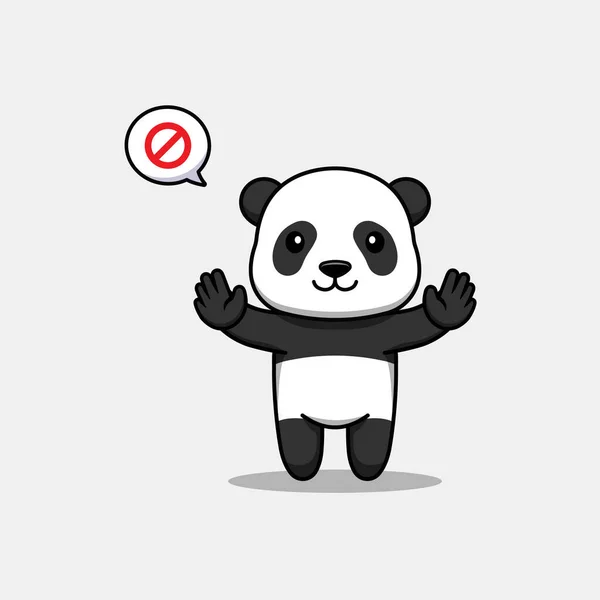 Niedlicher Panda Mit Verbotener Handhaltung — Stockvektor