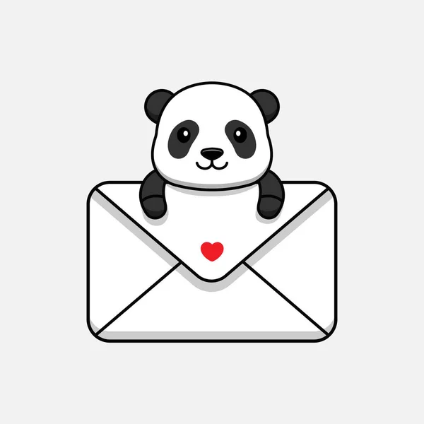 Niedlicher Panda Umarmt Großen Umschlag — Stockvektor