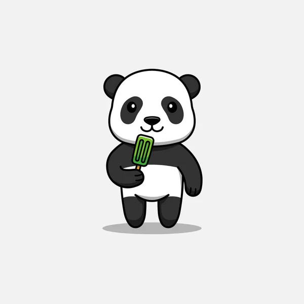 Niedlicher Panda Isst Eis — Stockvektor