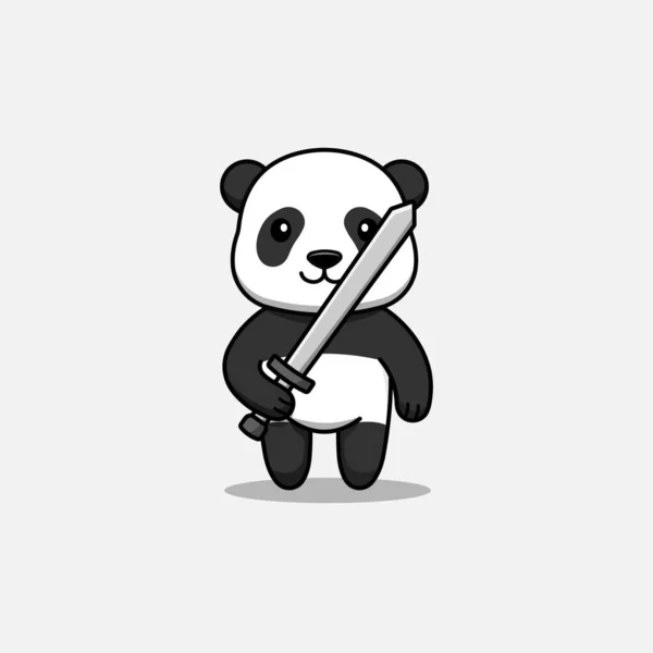 Niedlicher Panda Trägt Ein Schwert — Stockvektor