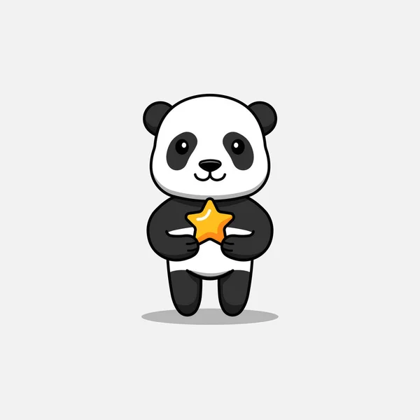 Niedlicher Panda Trägt Einen Stern — Stockvektor