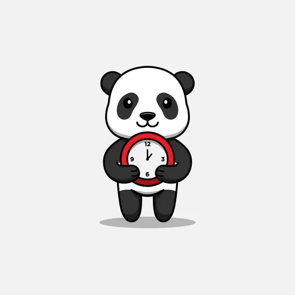 Söt Panda Tar Med Klocka — Stock vektor