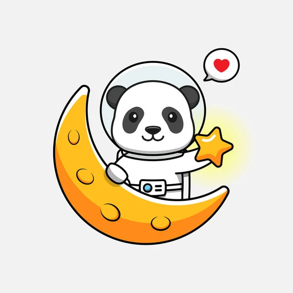 Niedlicher Panda Astronautenanzug Auf Dem Mond — Stockvektor