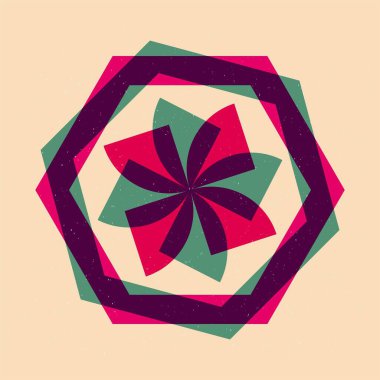 Renkli geometrik şekiller modayı takip eden riso grafik desen tarzında. Çeşitli geometri izole sembol demeti. Çocuklar ya da yaratıcı tasarım için temel unsurlar.