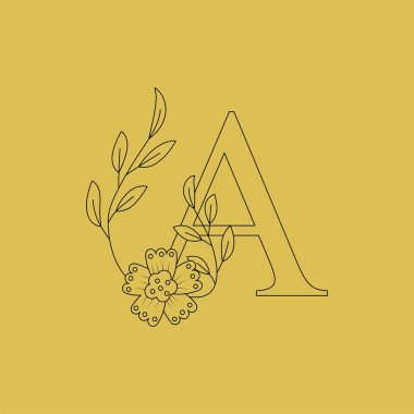 Botanical Minimalistic. capital A letter Initial Letter A Feminine Logos with Organic Plant Elements Vector design