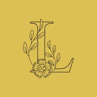 Botanical Minimalistic. capital L letter Initial Letter L Feminine Logos with Organic Plant Elements Vector design