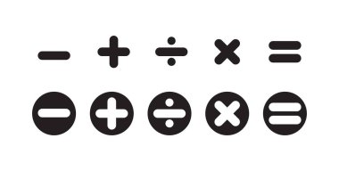 Siyah matematik sembolleri seti, ikon. matematiksel hesaplamalar. 