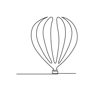 Hava balonu sürekli olarak minimalist moda çizgileri çiziyor. Contour vektör illüstrasyonu.