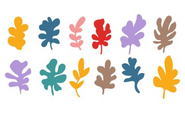 Renkli sonbahar yaprakları. Vektör illüstrasyonu.