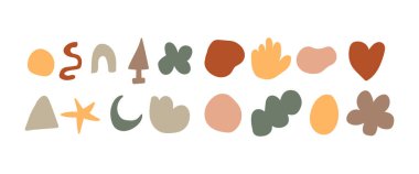 Soyut şekiller, el çizimi karalama, renkli el çizimi elementler..